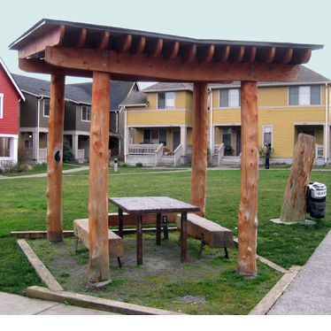 A sheltered picnic table